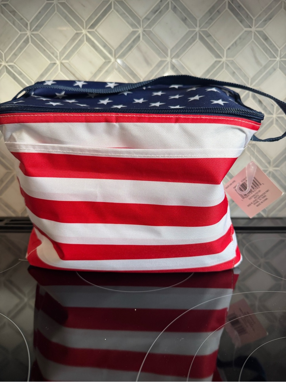 American Flag Striped cooler Bag - Red White Blue